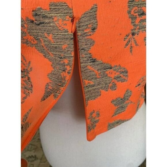 Anthropologie BB Dakota Womens Top Sz Medium Orange Gray Keyhole Zipper Textured - Picture 5 of 12